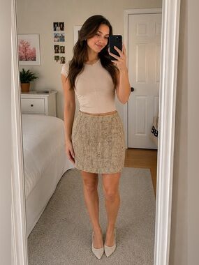 Suit Shimmery Champagne Tweed‎ pencil Skirt - Professional & Chic - Sz 12